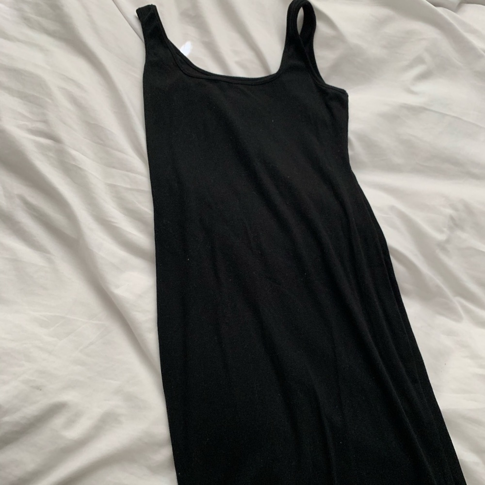 Midi black tank top dress